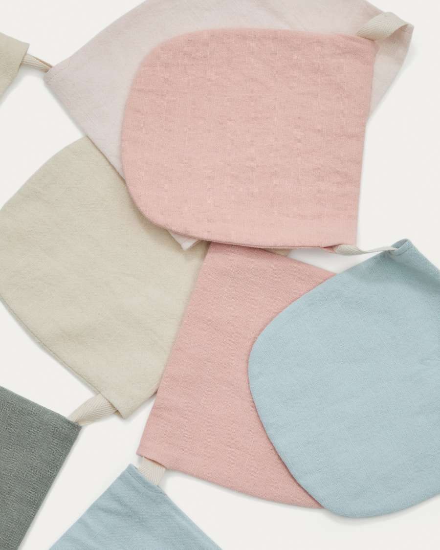 Ghirlanda con bandierine Betia 100% cotone multicolore pastello 250 cm