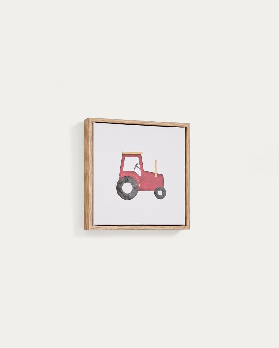 Bild Pecky mit Traktor rot 20 x 20 cm