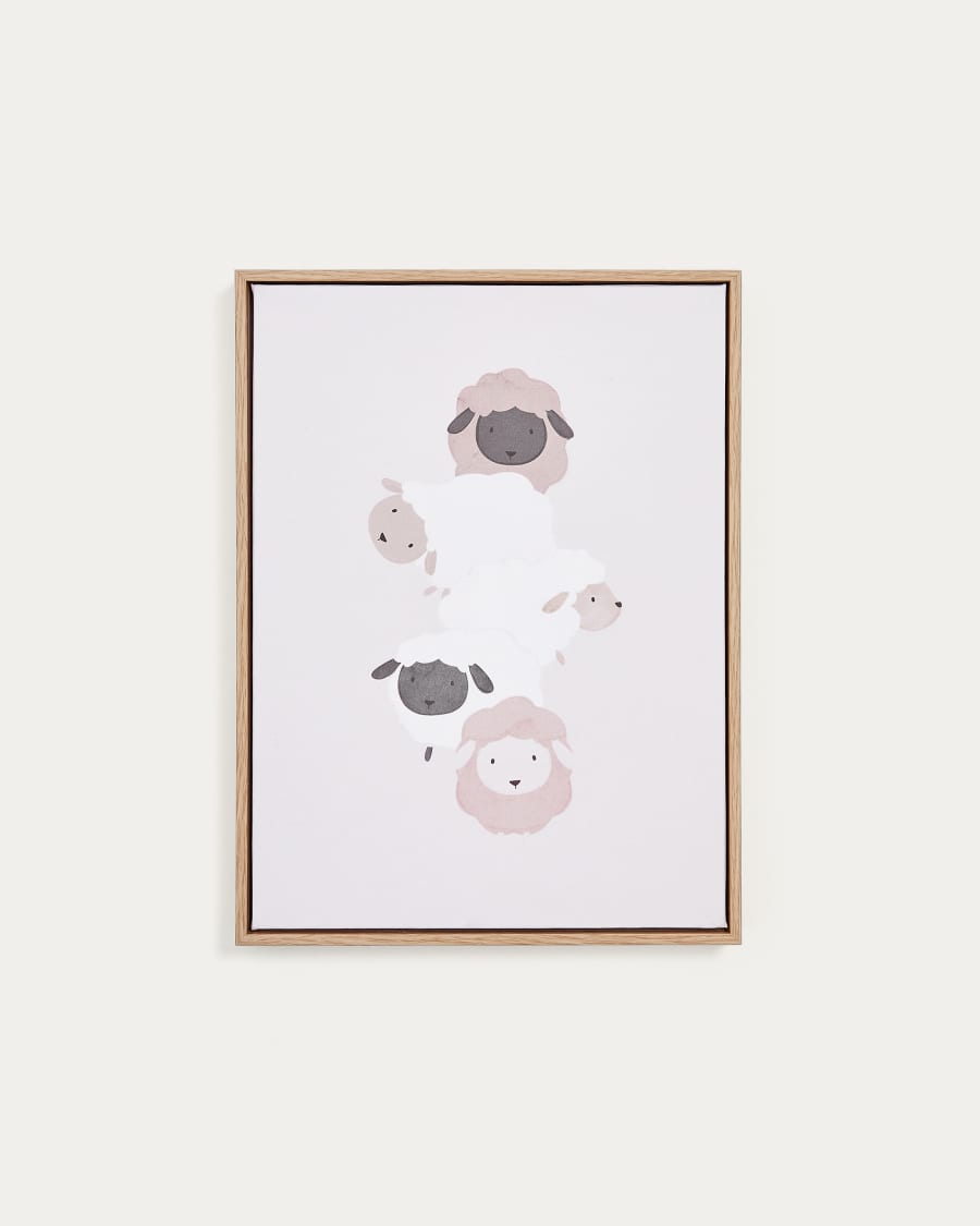 Milu picture of beige and white sheep, 40 x 30 cm