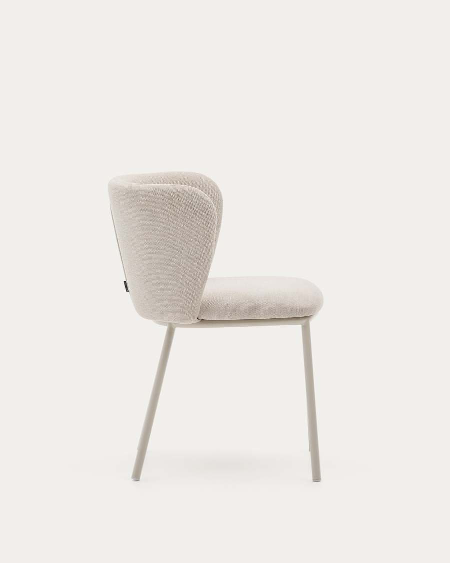 Ciselia chair in beige chenille and beige steel, FSC Mix Credit