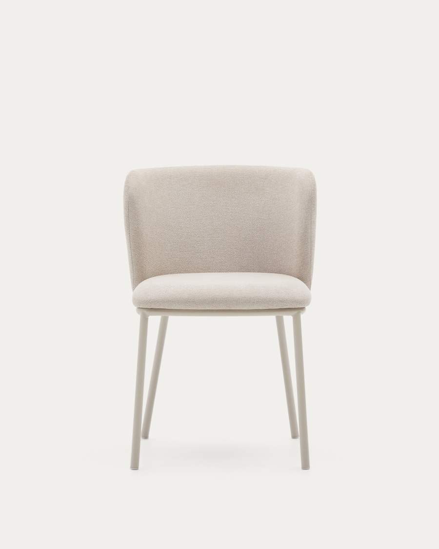 Ciselia chair in beige chenille and beige steel, FSC Mix Credit