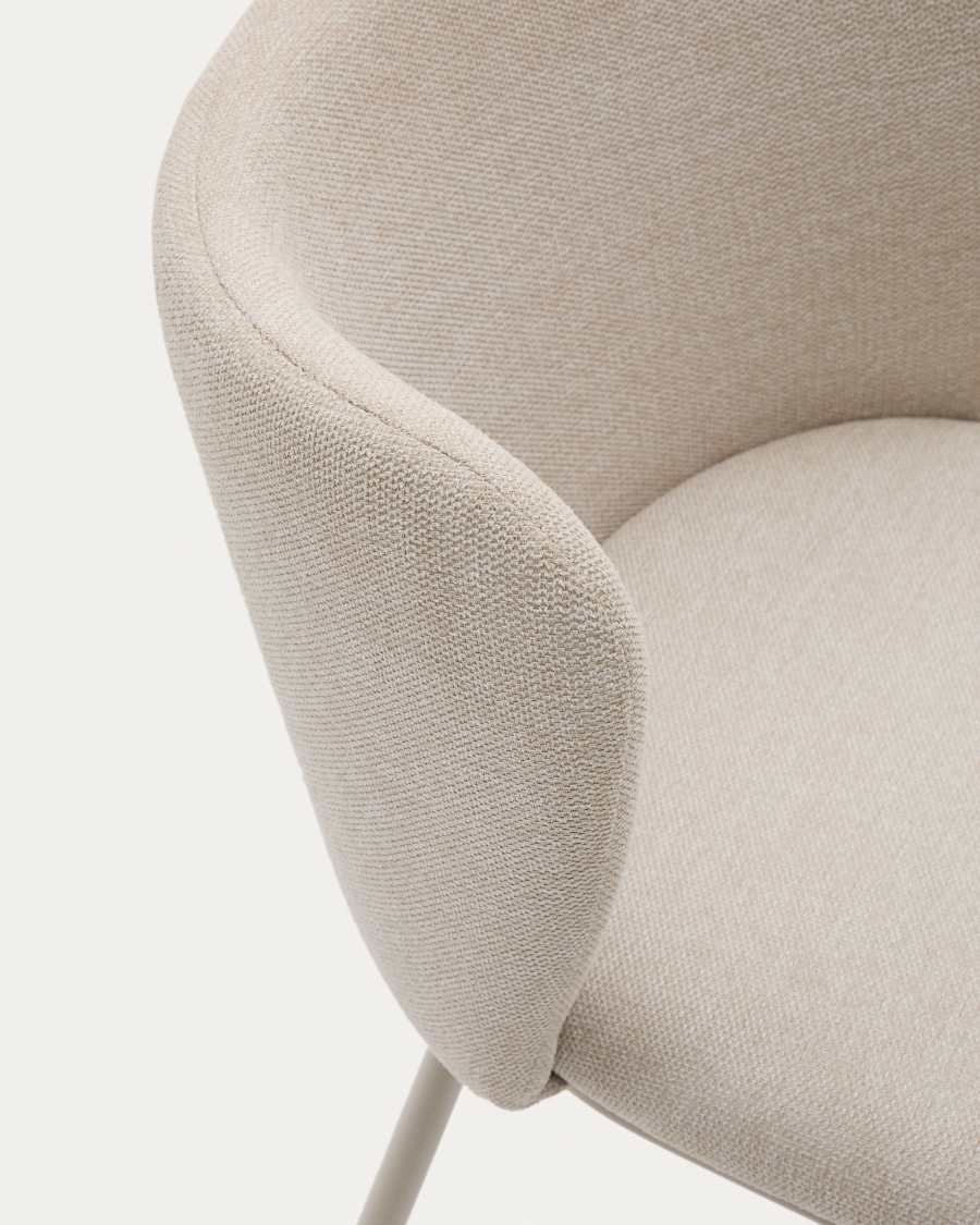 Ciselia chair in beige chenille and beige steel, FSC Mix Credit
