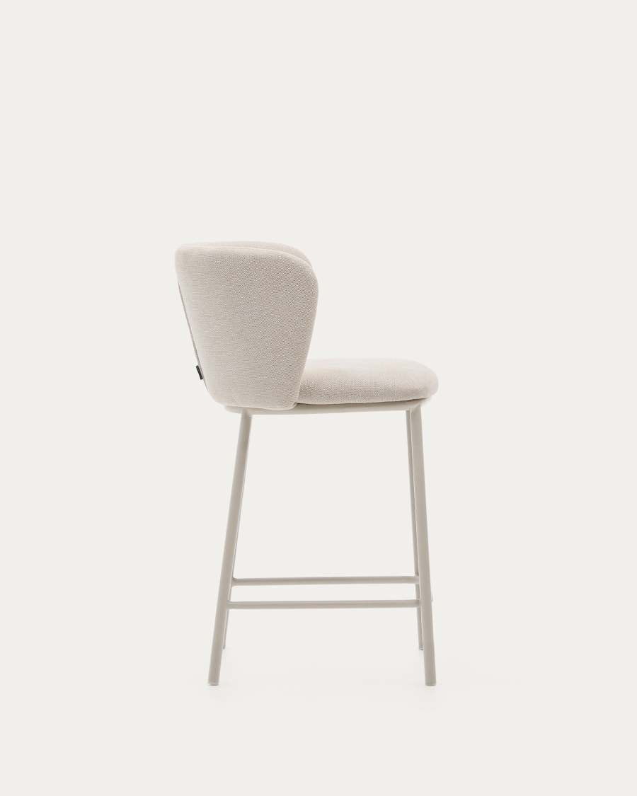 Ciselia stool in beige chenille and beige steel, height 65 cm, FSC Mix Credit