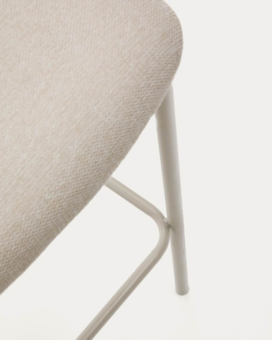 Ciselia stool in beige chenille and beige steel, height 65 cm, FSC Mix Credit