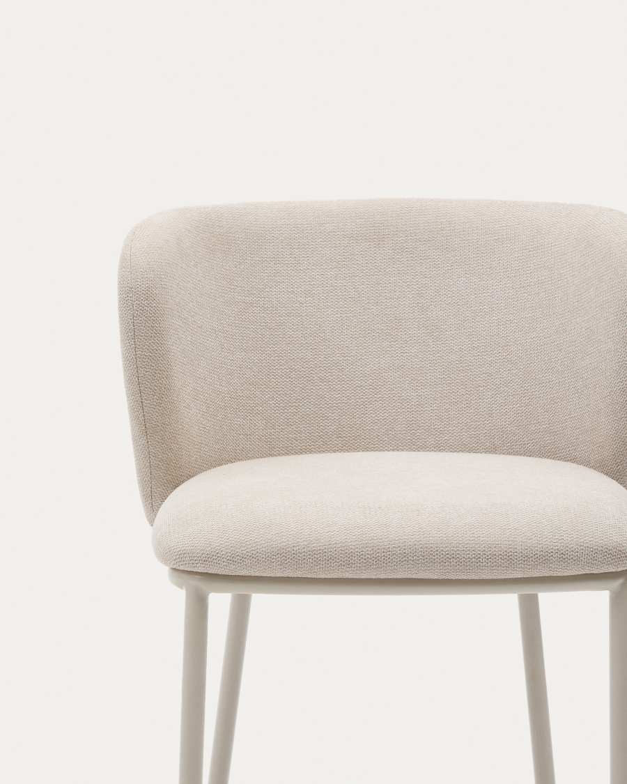 Ciselia stool in beige chenille and beige steel, height 65 cm, FSC Mix Credit