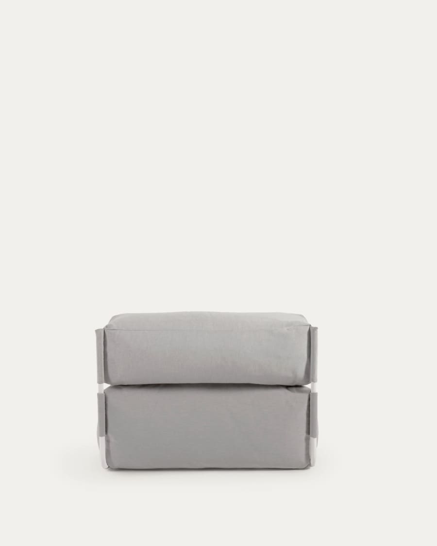 Square chaise longue pouffe with backrest in light grey with white aluminium, 165 x 101 cm