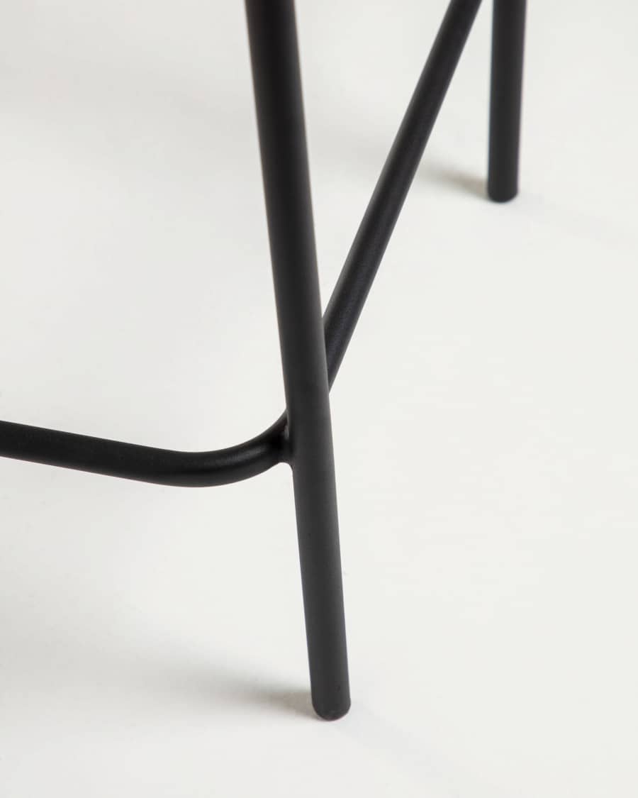 Sgabello Lambton in corda marrone e acciaio finitura nera altezza 62 cm