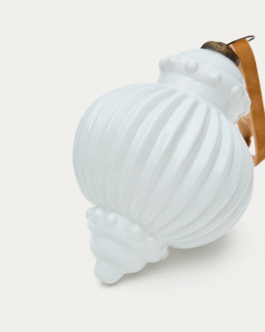 Irlo set of 2 Christmas baubles made of white recycled glass, Ø 13 cm