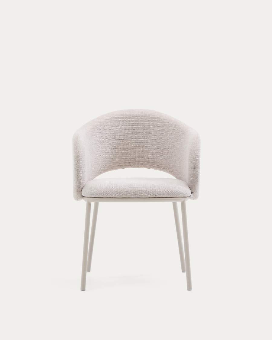 Maina chair in beige and steel legs in a beige finish, FSC Mix Credit