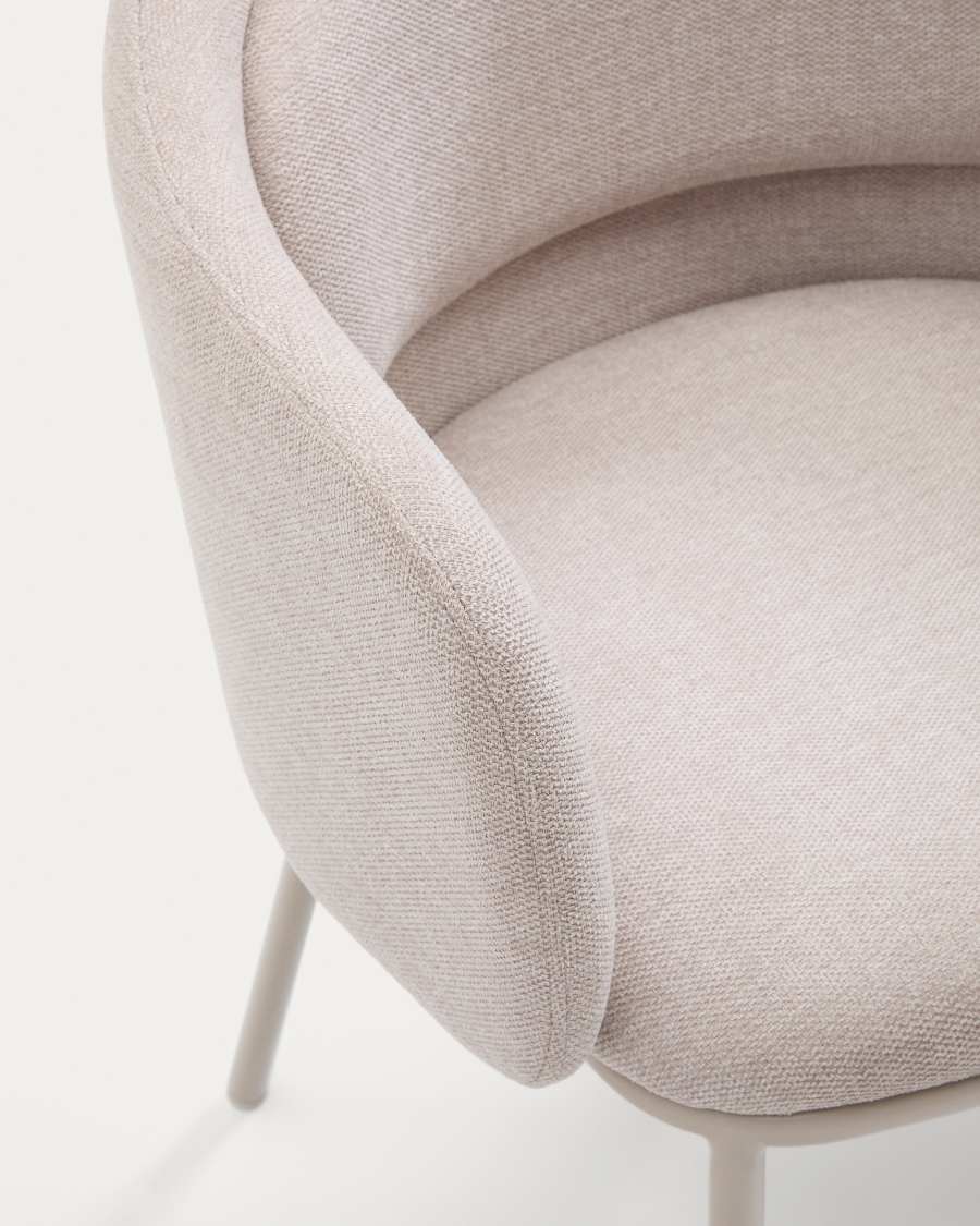 Idaira stoel beige met stalen poten in beige afwerking FSC Mix Credit