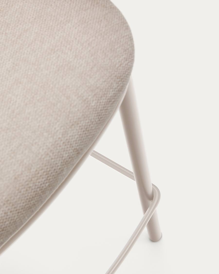 Maina stool in beige chenille and steel legs in a beige finish, FSC Mix Credit, 65 cm