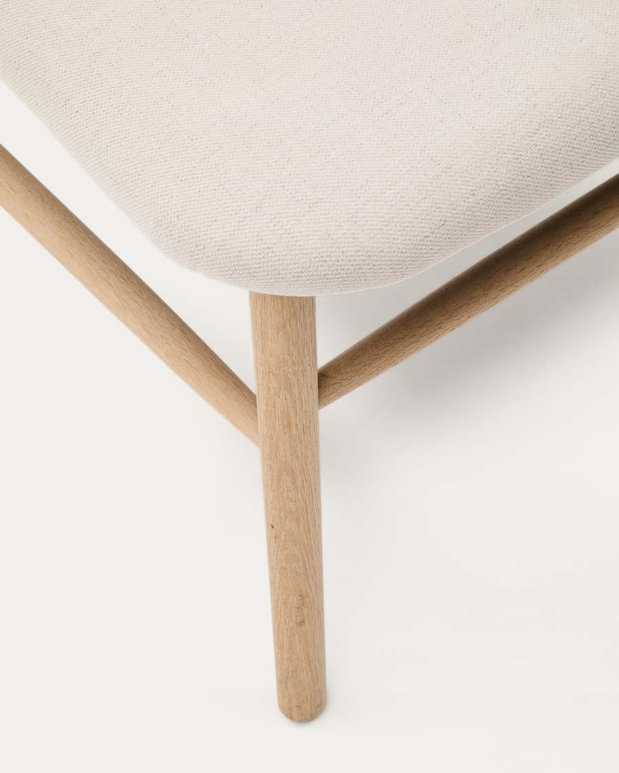 Helda armchair in beige chenille and FSC Mix Credit solid oak wood