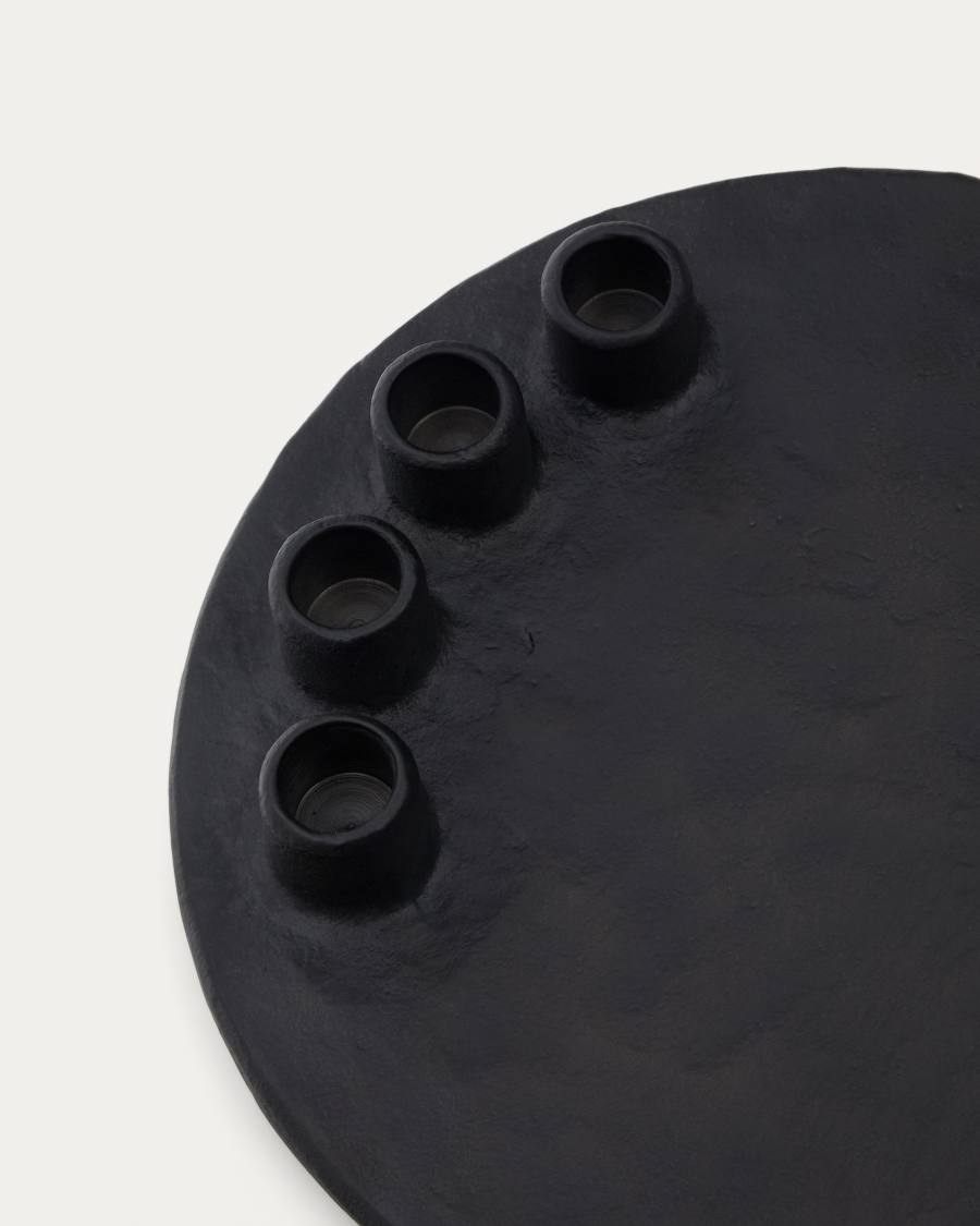 Nuvro black aluminium candle holder