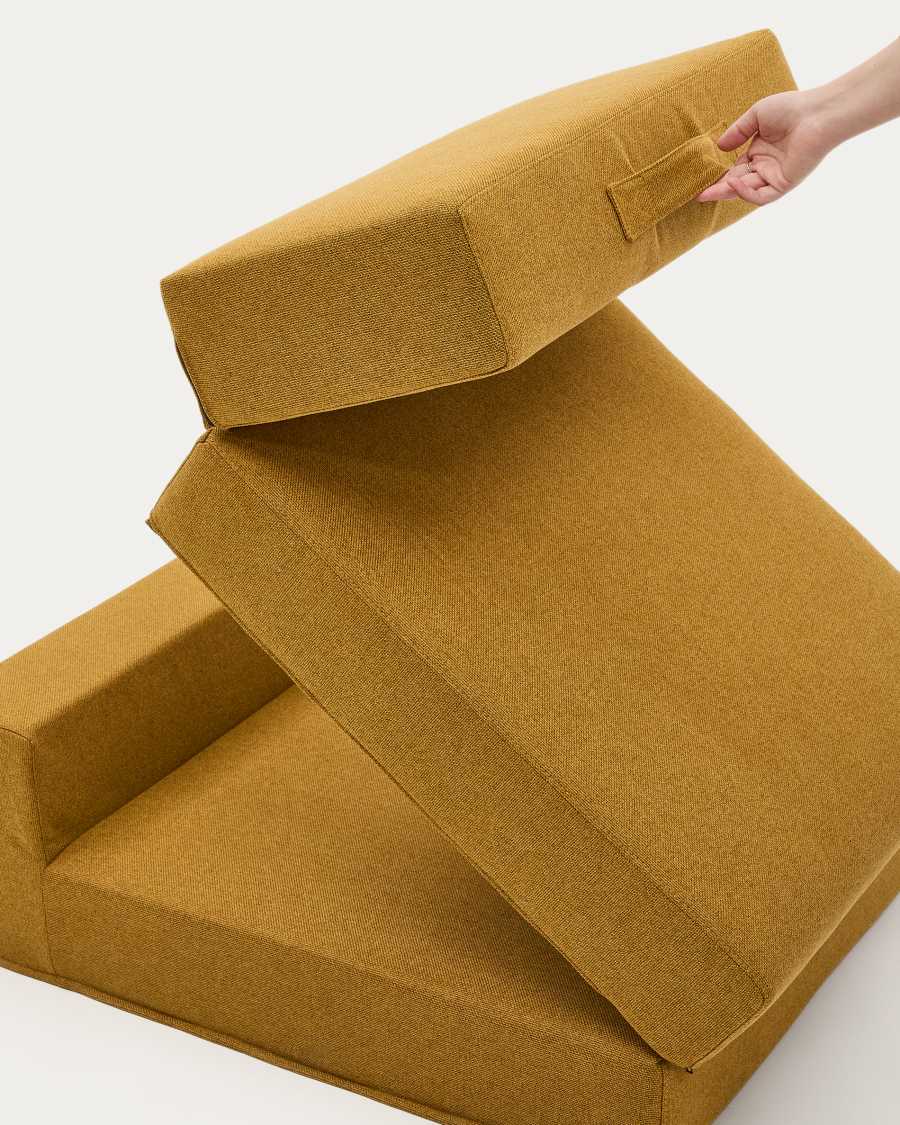 Arty mustard -coloured, convertible pouffe/bed 70 x 89 (200) cm