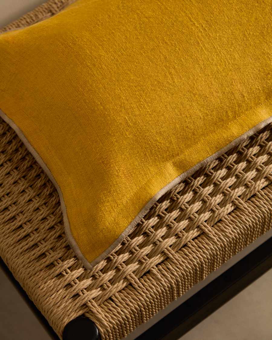 Sagi beige and mustard linen cushion Cover 30 x 50 cm