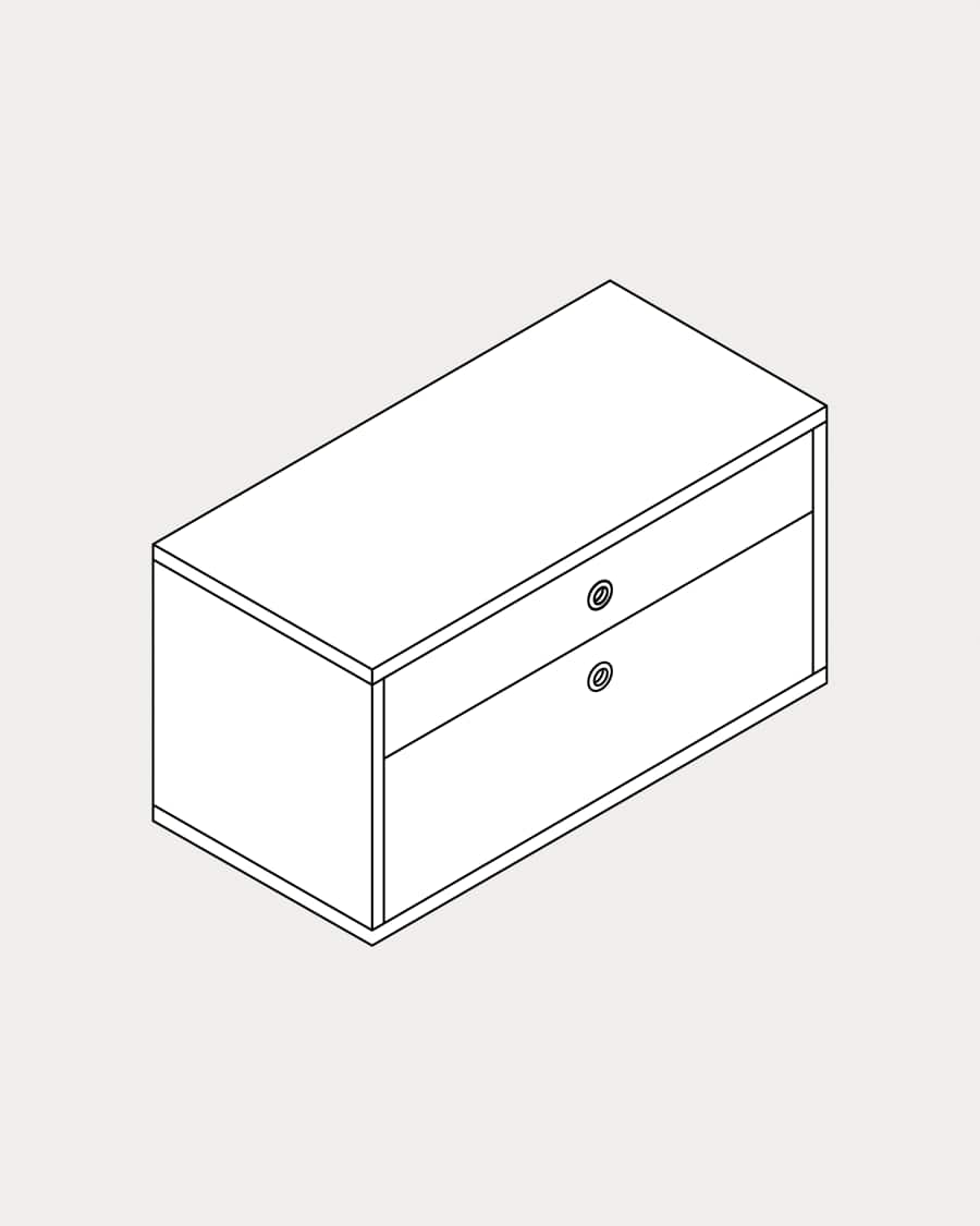 Cassettiera doppia Krea pavimento 2 file 2 cassetti 540x728-879 mm