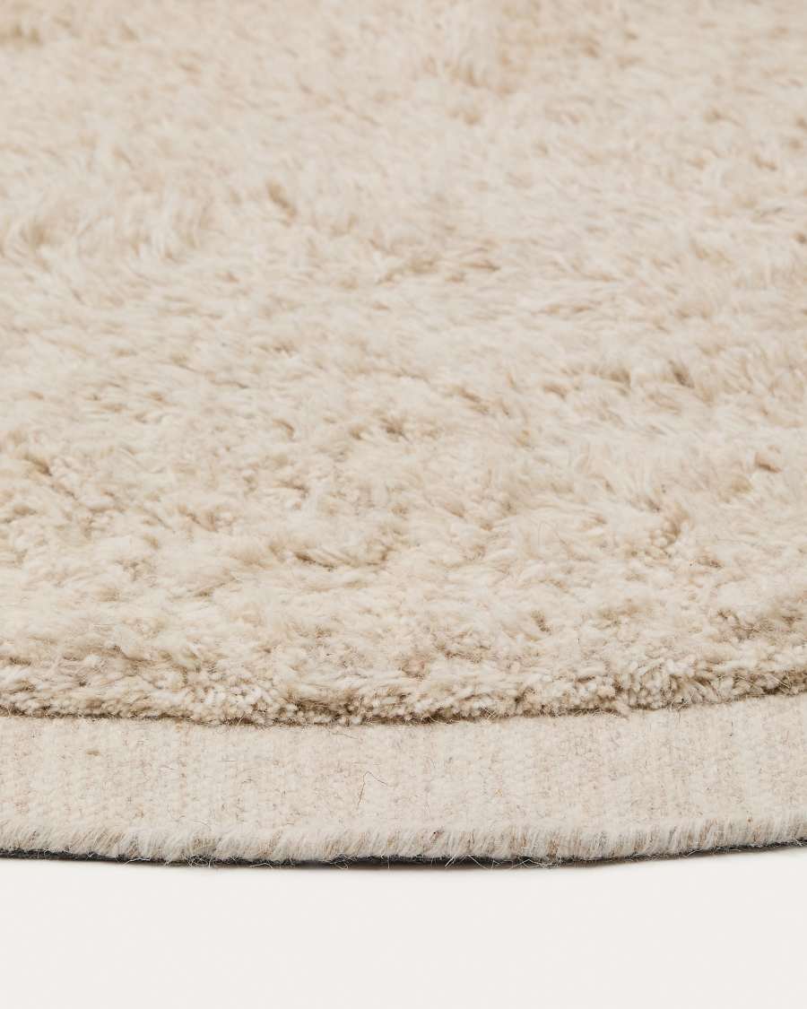 Marely round, white, wool rug, Ø 200 cm