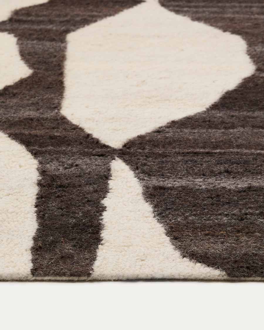 Elvar white and brown wool rug, 160 x 230 cm
