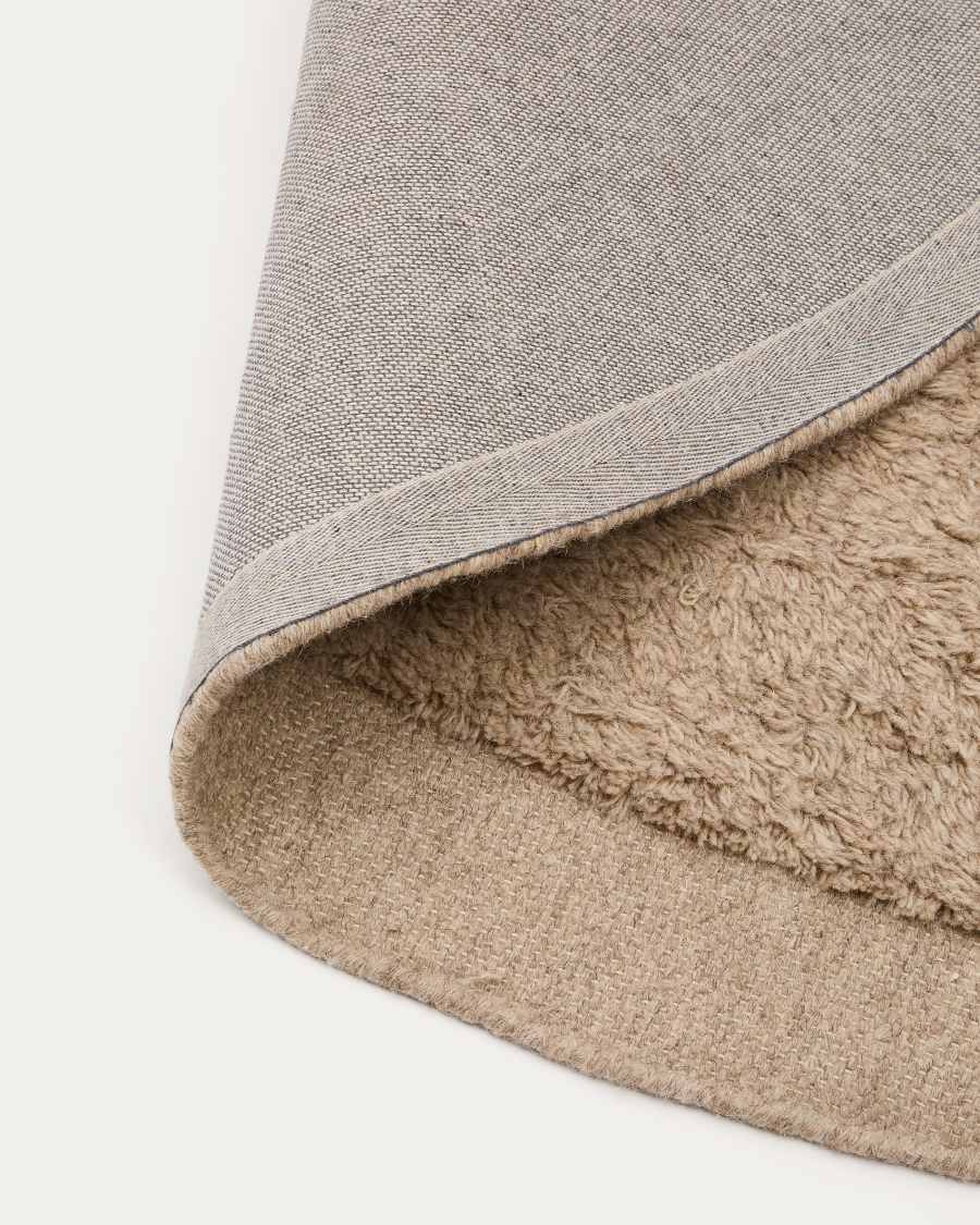 Marely round, beige wool rug, Ø 200 cm