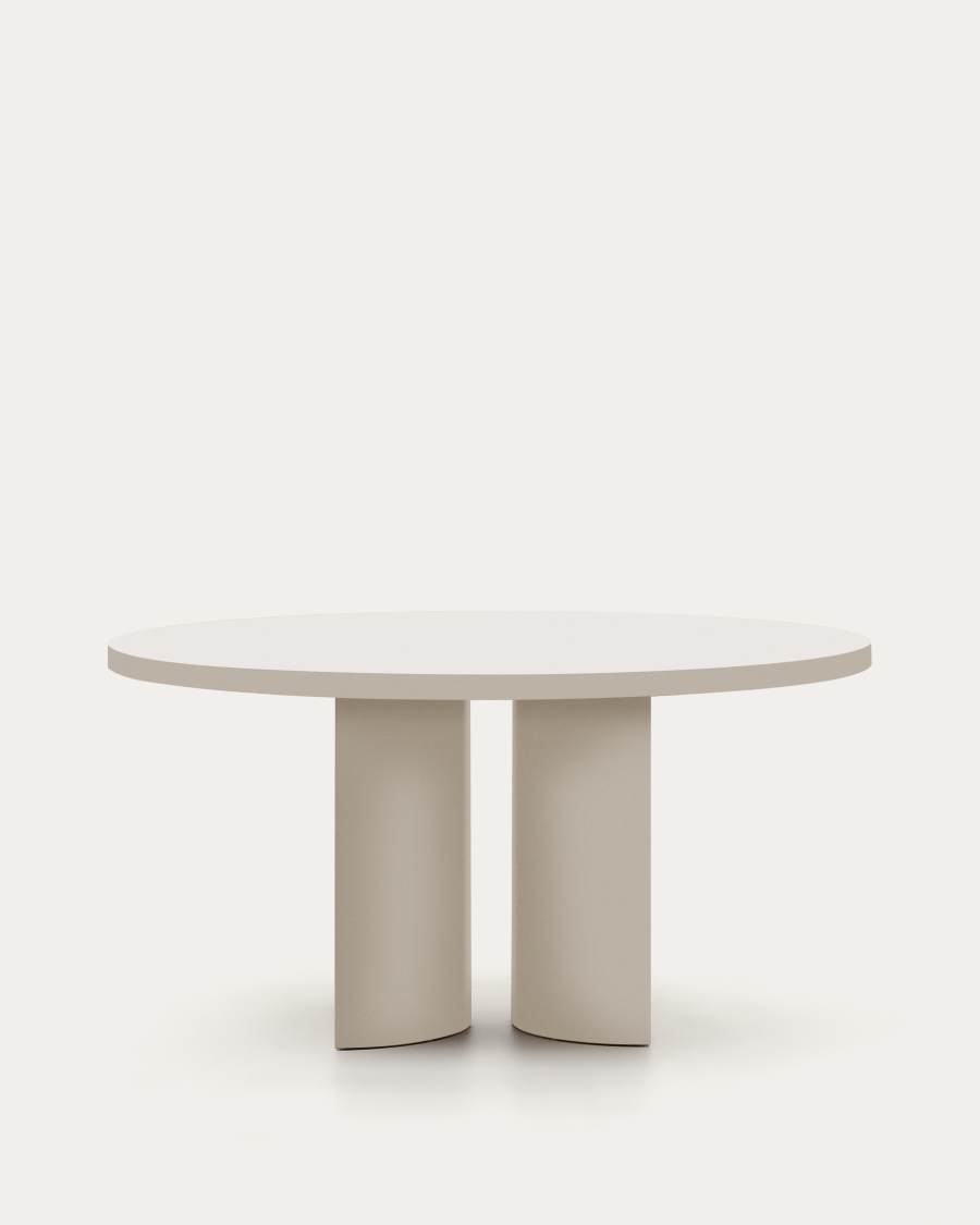 Στρογγυλό τραπέζι Nealy λακαρισμένο MDF με ακατέργαστο φινίρισμα Ø 150 εκ.