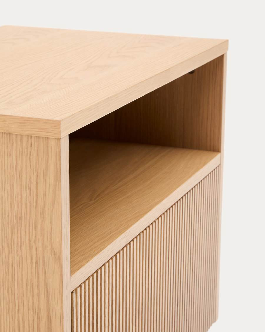 Helvine bedside table with 1 drawer in oak veneer, 60 x 52 cm FSC 100%
