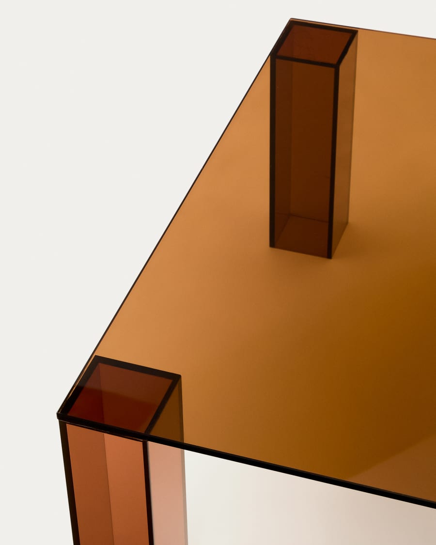 Adularia brown, tempered-glass side table, 85 x 85 cm