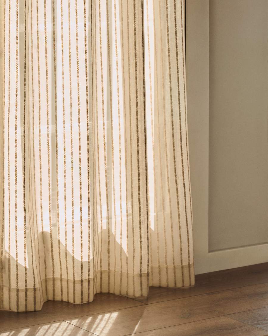 Rideau Arami avec broderie en jute tressé 140 x 270 cm