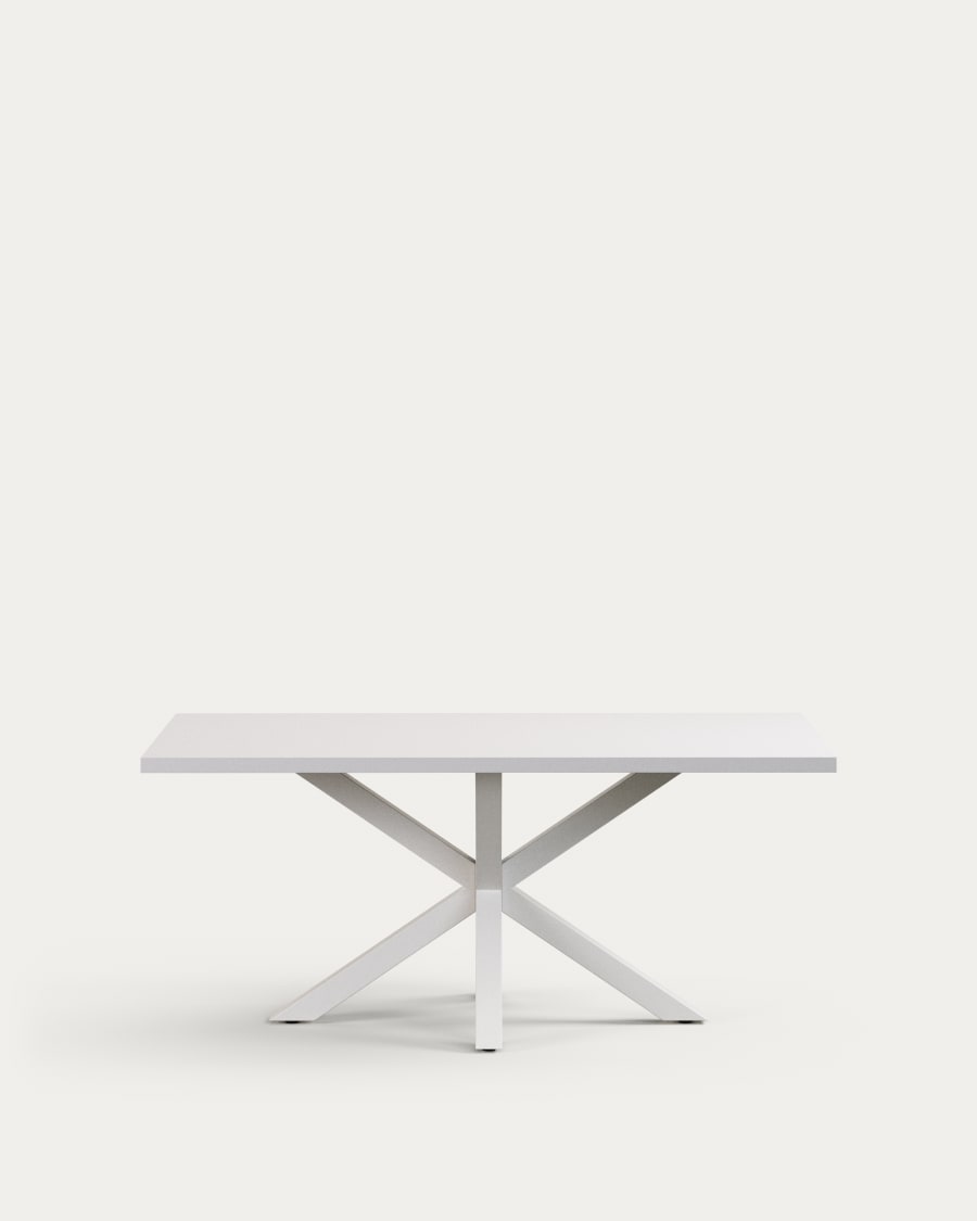 Argo table in melamine with white finish and steel legs with white finish 180 x 100 cm