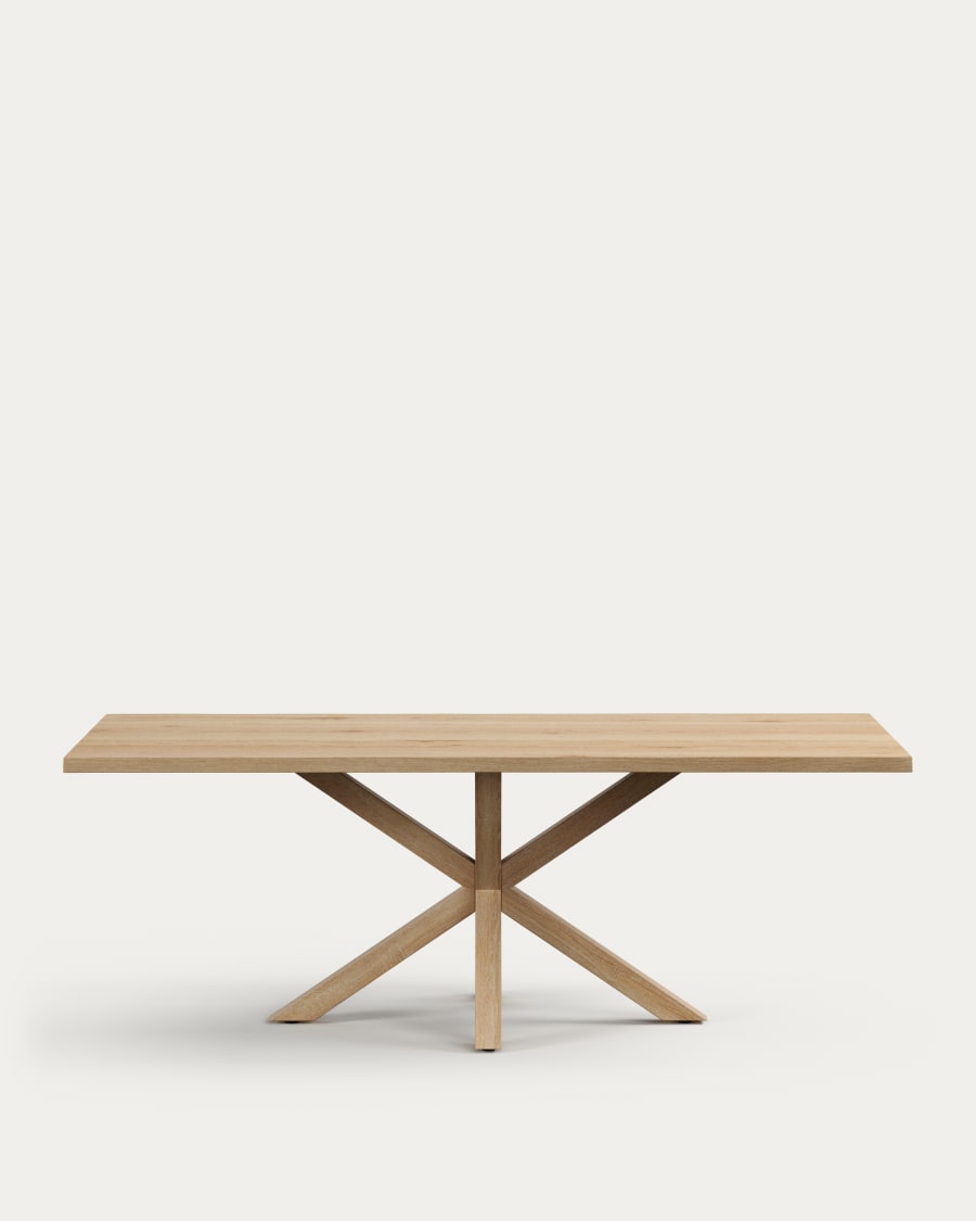 Τραπέζι Argo από λευκασμένο καπλαμά δρυός και ατσάλινα πόδια με εφέ ξύλου 220x100εκ