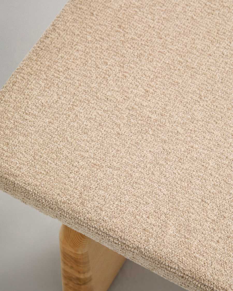 Topaz divan in beige chenille with solid ash wood in a natural finish, 200 cm FSC 100%