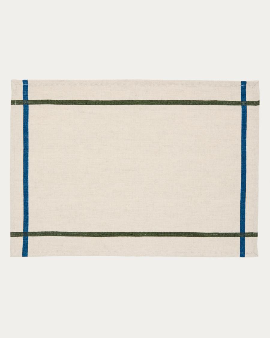 Σετ σουπλά και πετσέτα Delma από λινό και βαμβάκι με μπλε λεπτομέρεια