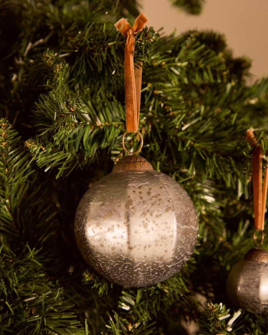 Set aus 2 Weihnachtskugeln Blama aus recyceltem Glas silber Ø 10 cm