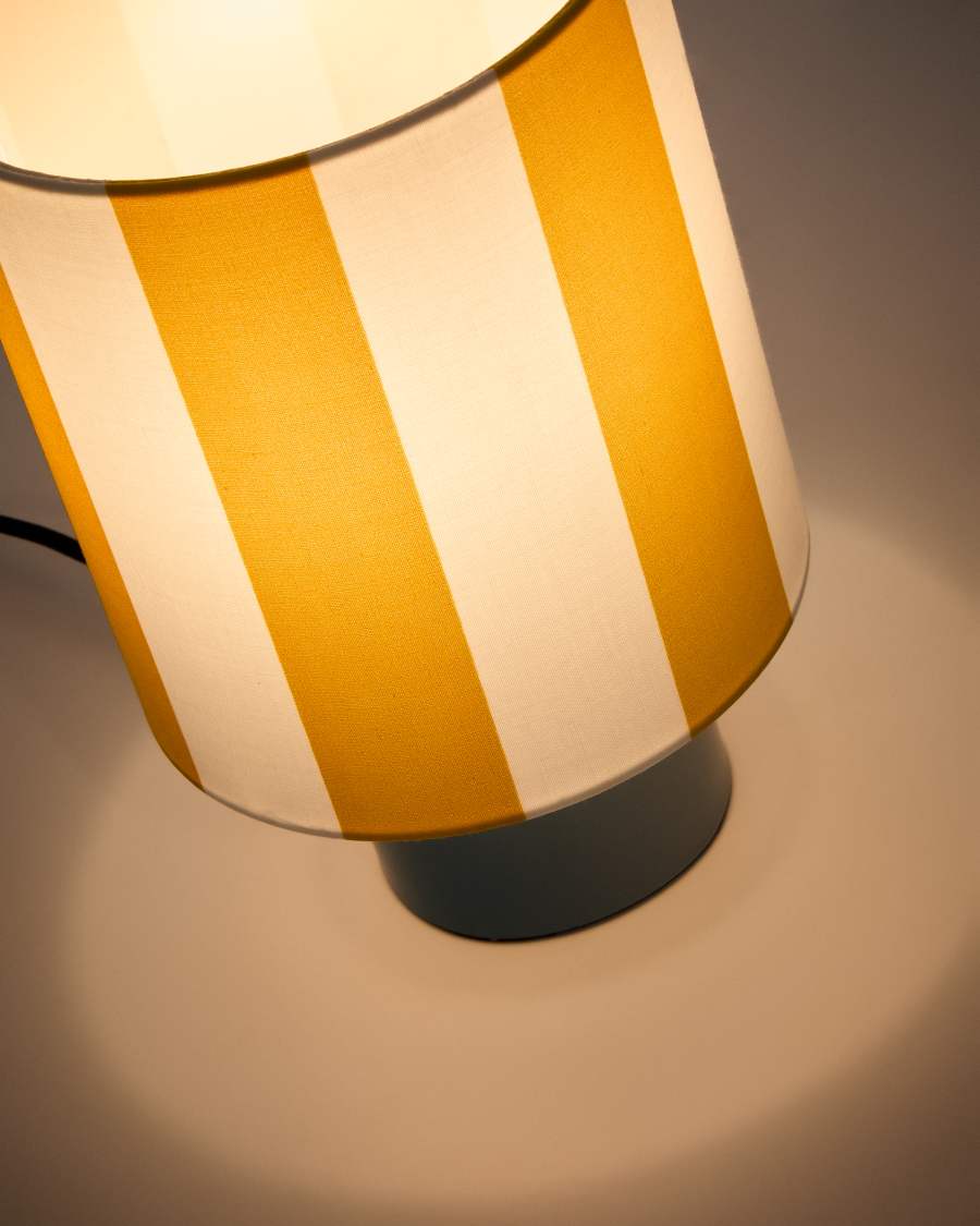 Ciral metal table lamp in a blue painted finish. UK adapter