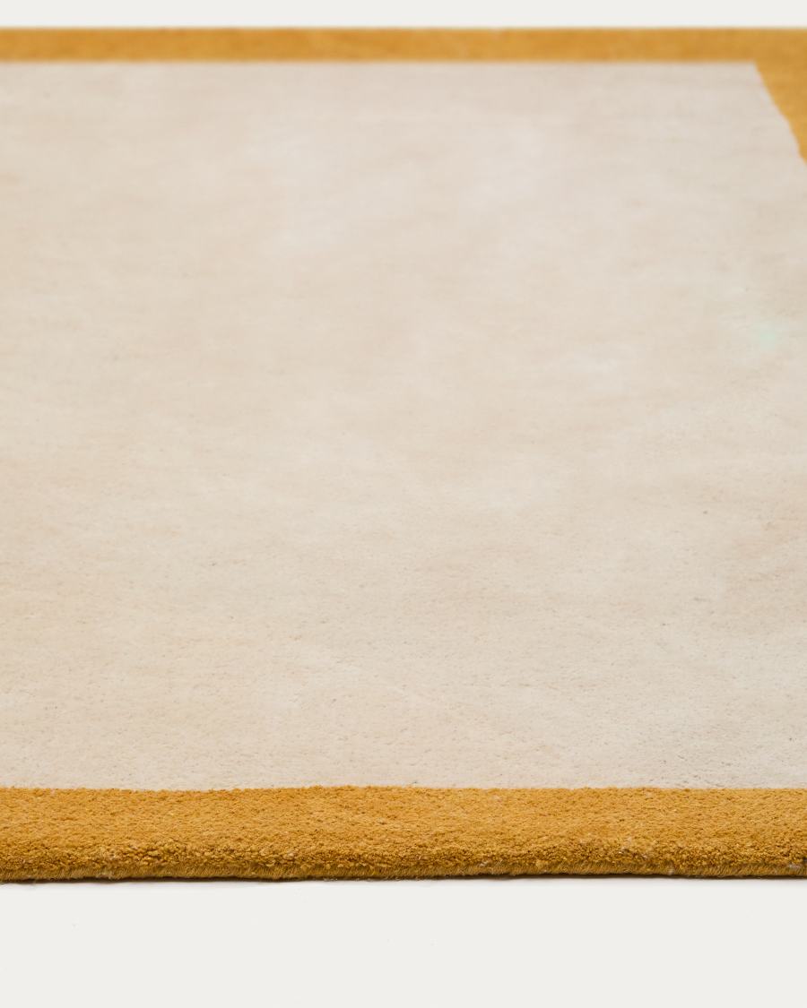 Tappeto Nalim 100% in cotone beige e mostarda 90 x 150 cm