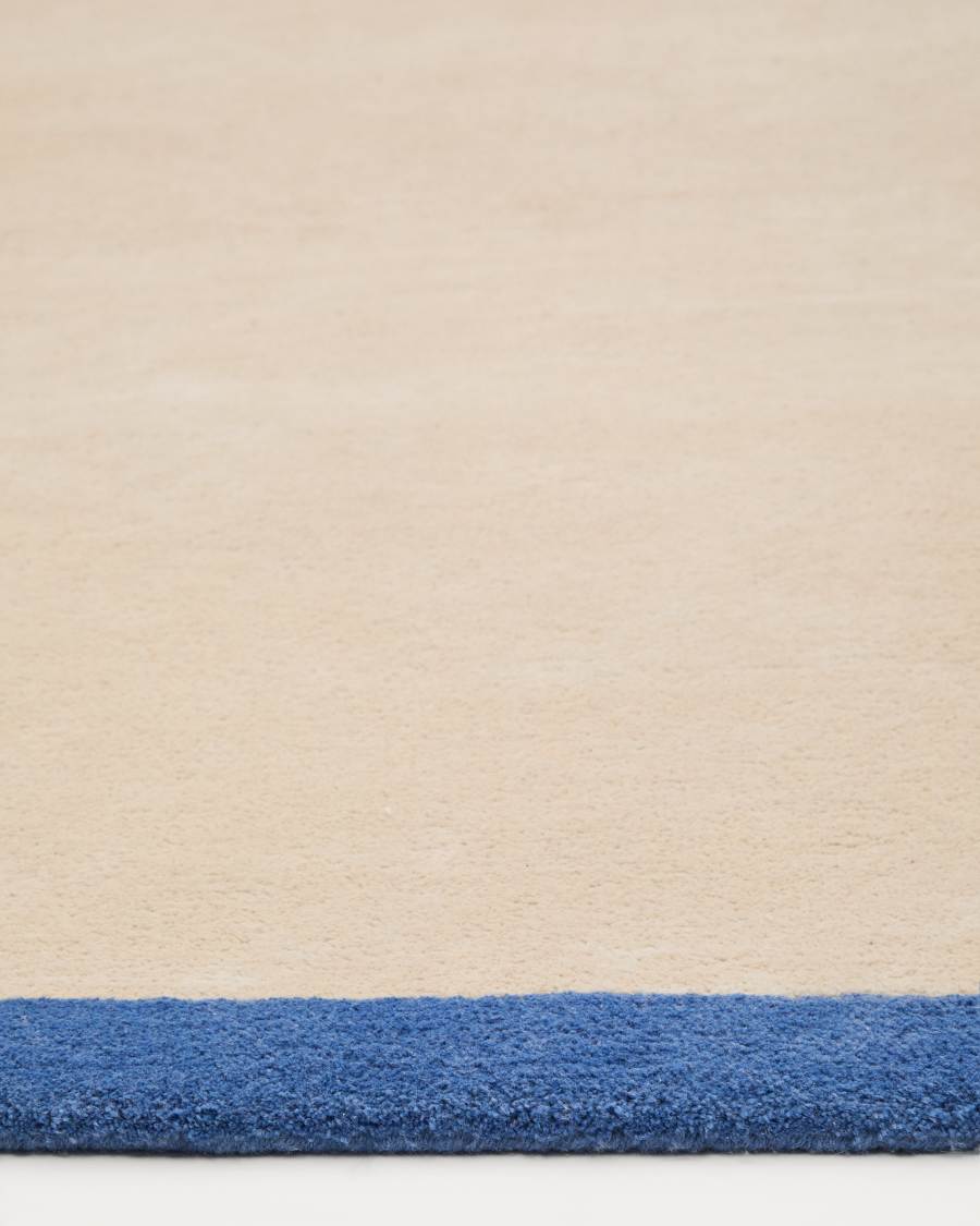 Nalim beige and blue,100% cotton rug 90 x 150 cm