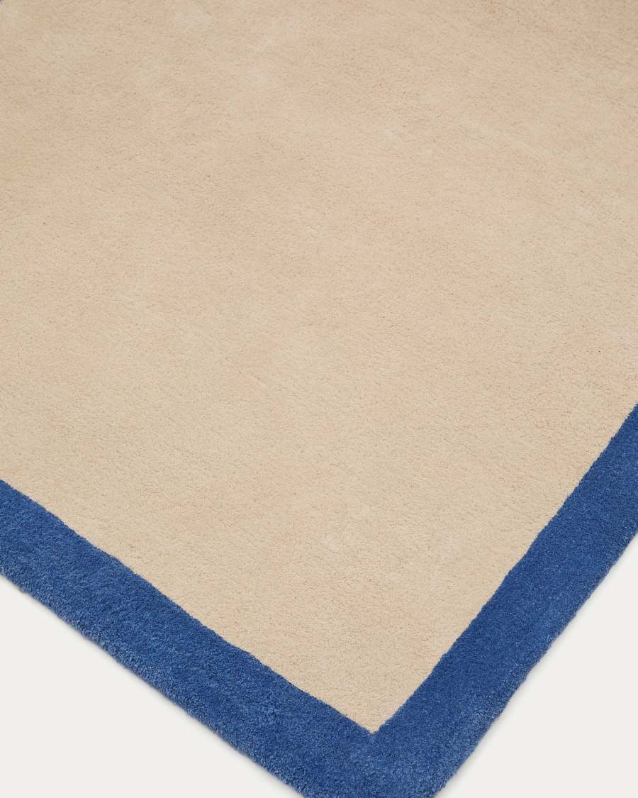 Nalim beige and blue,100% cotton rug 90 x 150 cm