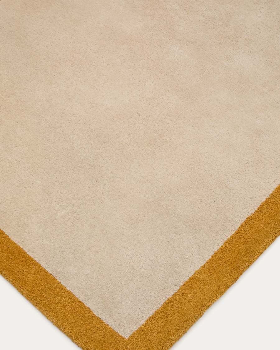 Tappeto Nalim 100% in cotone beige e mostarda 90 x 150 cm