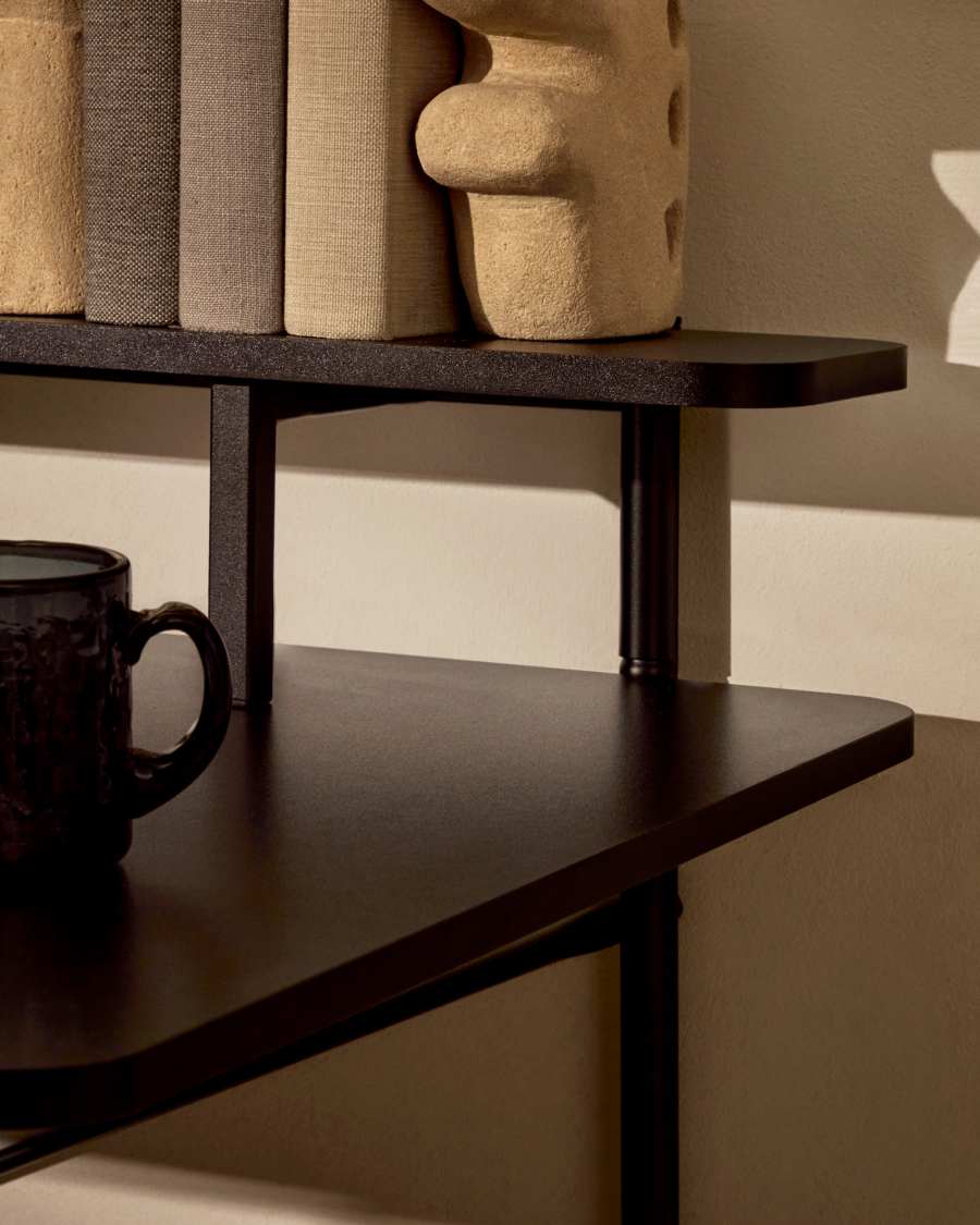 Galatia black melamine table with metal legs in black finish 120 x 60 cm