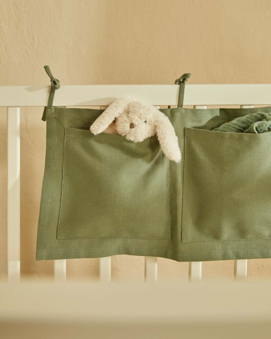 Green, 100% cotton organiser for the Laily cot, 25 x 45 cm