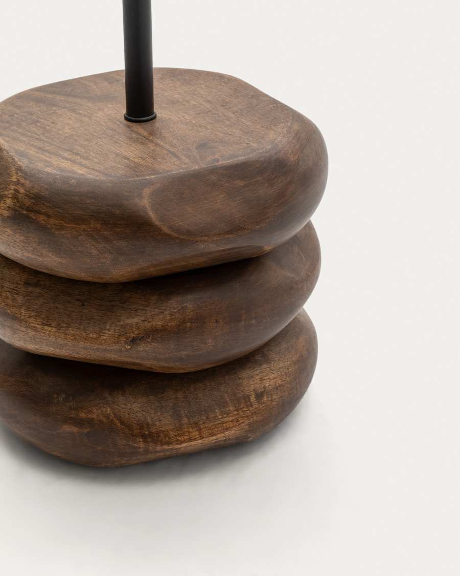 Kor table floor lamp made of jute and acacia wood in a dark finish