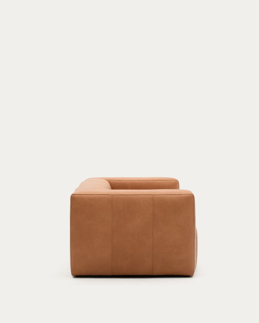 Blok brown leather 3-seater sofa 240 cm