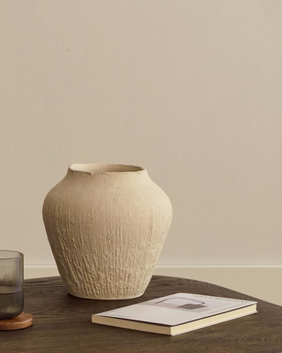 Anse white, papier mâché vase, 20 cm