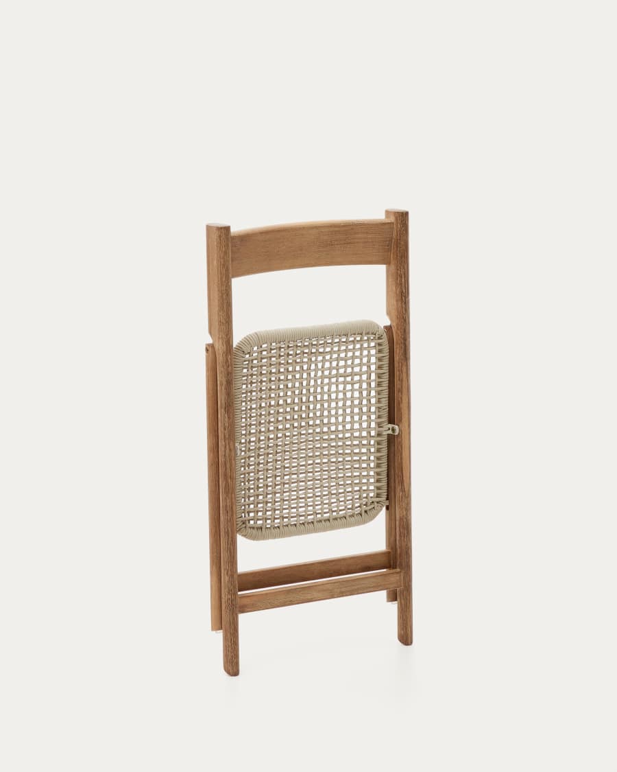 Dandara solid acacia wood folding chair, steel structure and white cord, FSC 100%