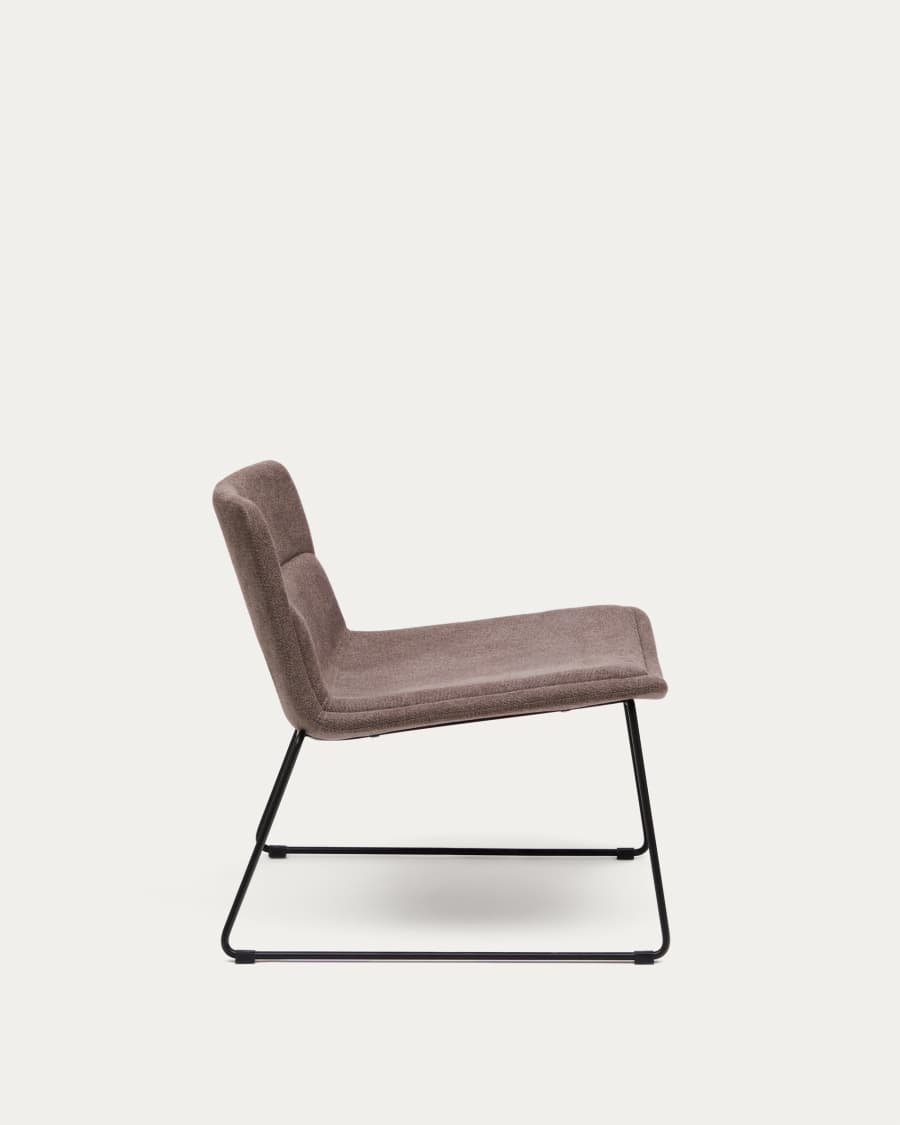 Zahara brown armchair and steel in a black finish, 100% FSC