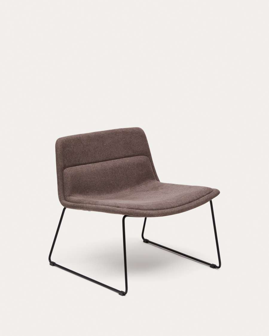 Zahara brown armchair and steel in a black finish, 100% FSC