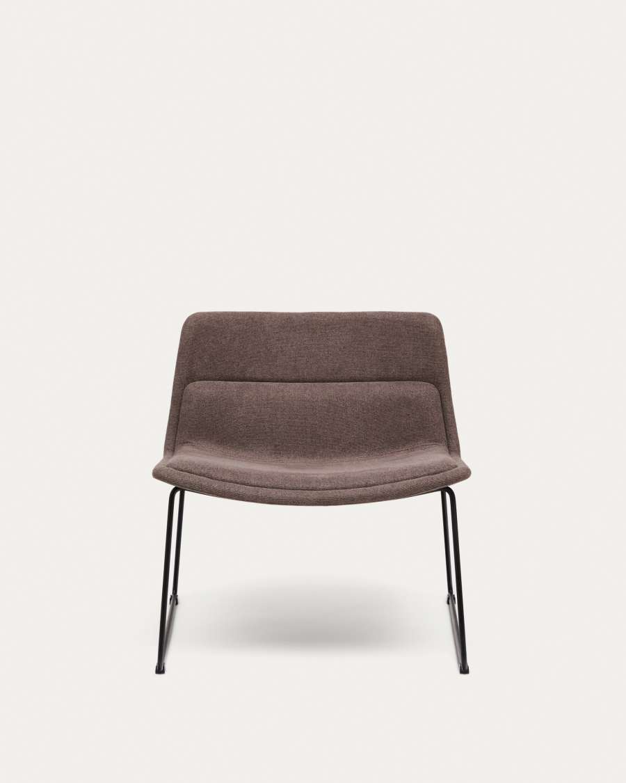 Zahara brown armchair and steel in a black finish, 100% FSC