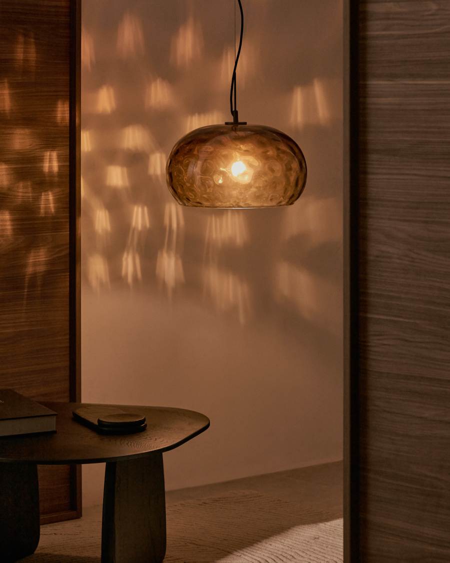 Plafonnier Balma en verre marron Ø 40 cm