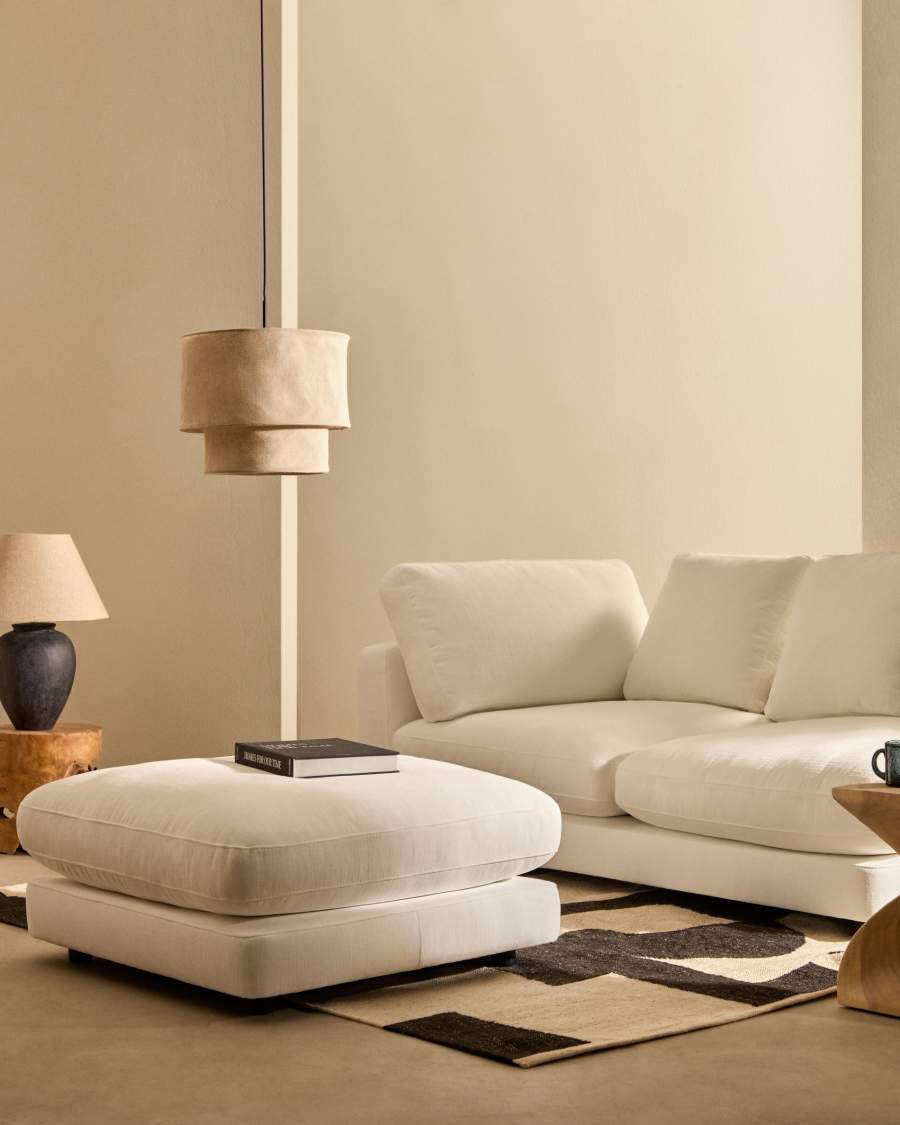 Mariela Deckenlampenschirm aus Leinen mit beigem Finish Ø 40 cm