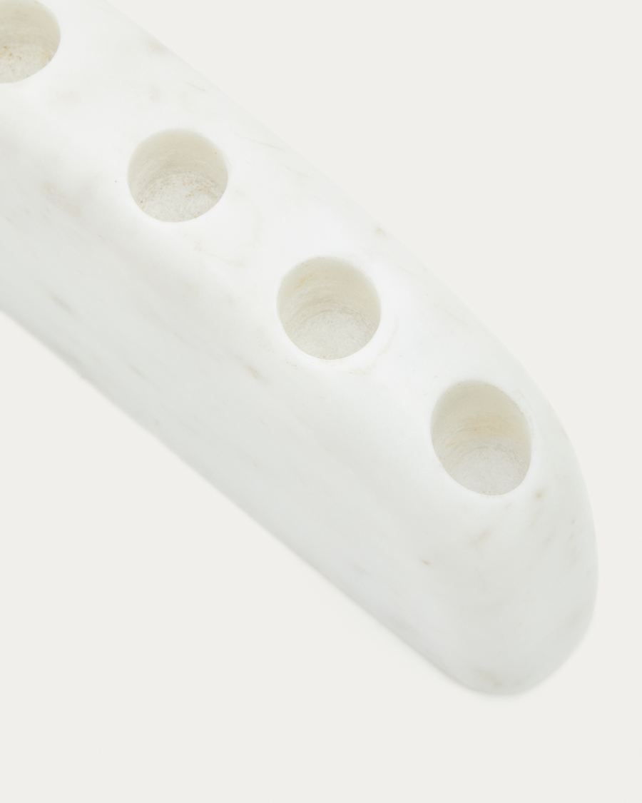 Signe large, white marble candlestick, 10 cm