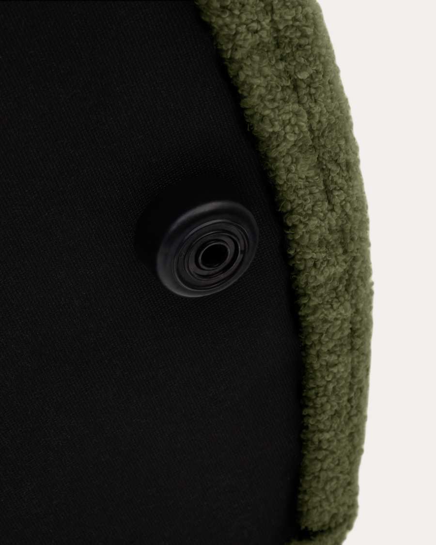 Fußhocker Kaeli mit abnehmbarem Bezug in grünem Bouclé Ø 90 cm